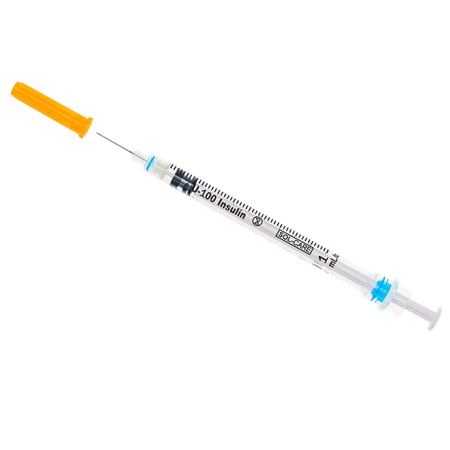 Insulin Syringe with Retractable Safety Needle, Box of 100