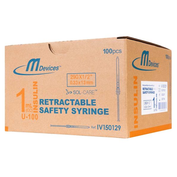 Insulin Syringe with Retractable Safety Needle, Box of 100 - Image 5