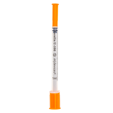 Insulin Syringe with Fixed Needle, Box of 100