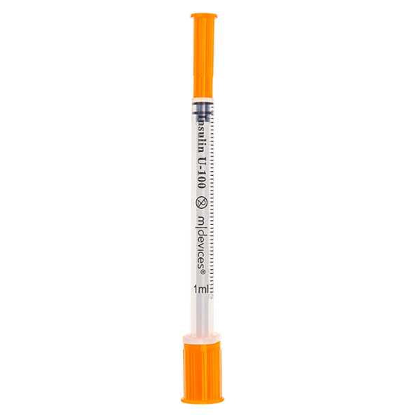 Insulin Syringe with Fixed Needle, Box of 100