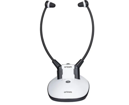 Amplified Wireless Headset with Fast Charging Cradle