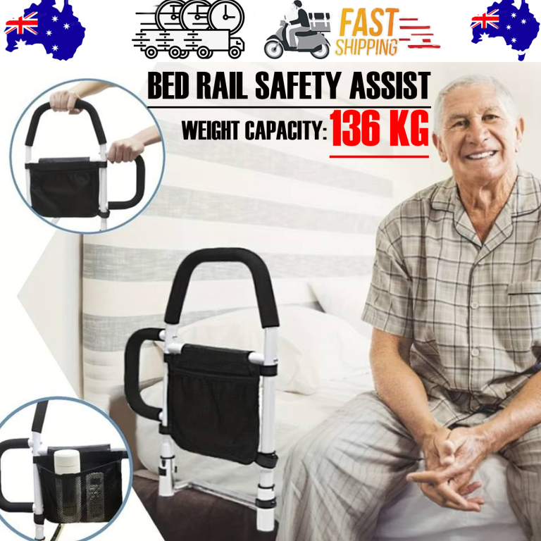 Bed Rail Safety Assist Rail for Elderly Adults with Storage Pocket ...