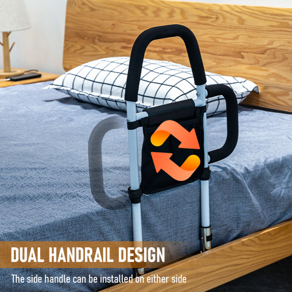 Bed Rail Safety Assist Rail for Elderly Adults with Storage Pocket &Fixing Strap - Image 3