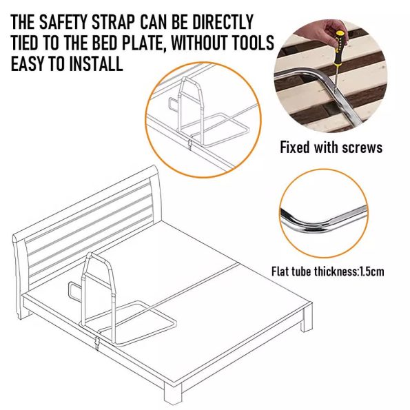 Bed Rail Safety Assist Rail for Elderly Adults with Storage Pocket &Fixing Strap - Image 8