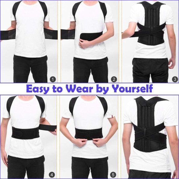 Posture Corrector Lumbar Brace Pain Relief Full Back Support Shoulder Brace Belt - Image 2