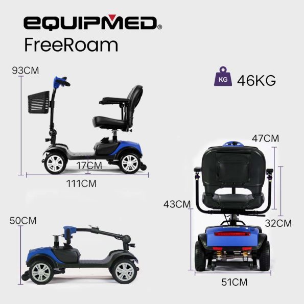 EQUIPMED Mobility Scooter Electric Motorised 4 Wheel Power Portable Folding - Image 5