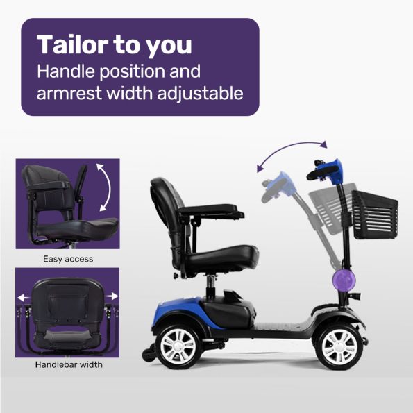 EQUIPMED Mobility Scooter Electric Motorised 4 Wheel Power Portable Folding - Image 6