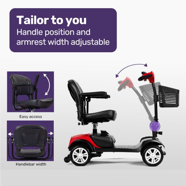 EQUIPMED Mobility Scooter Electric Motorised Power Portable 4 Wheel Folding - Image 6