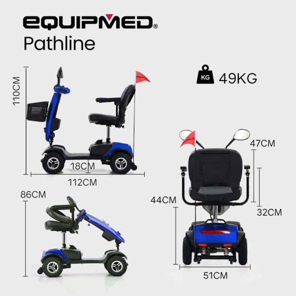 EQUIPMED Electric Mobility Scooter For Elderly Motorized Riding Older Adults Aid Portable E-Scooter - Image 6