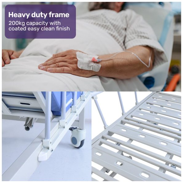 EQUIPMED Medical Bed| w/ Mattress & Over Bed Table| Back and Leg Lifting| Lateral Tilting| Commode Bowl| IV Pole| Home Aged Care or ICU Hospital - Image 3