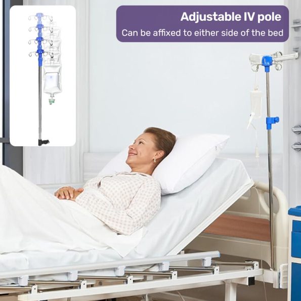 EQUIPMED Medical Bed| w/ Mattress & Over Bed Table| Back and Leg Lifting| Lateral Tilting| Commode Bowl| IV Pole| Home Aged Care or ICU Hospital - Image 5