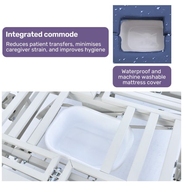 EQUIPMED Medical Bed| w/ Mattress & Over Bed Table| Back and Leg Lifting| Lateral Tilting| Commode Bowl| IV Pole| Home Aged Care or ICU Hospital - Image 9