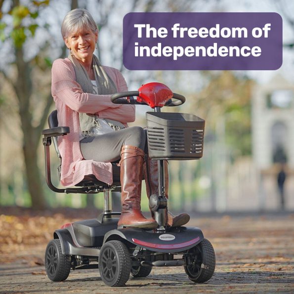 EQUIPMED Electric Mobility Scooter Portable Folding for Elderly Older Adult |SmartRider Black & Red - Image 2