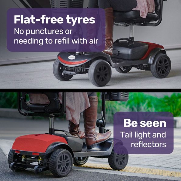 EQUIPMED Electric Mobility Scooter Portable Folding for Elderly Older Adult |SmartRider Black & Red - Image 6