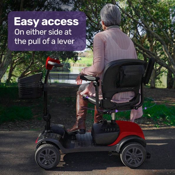 EQUIPMED Electric Mobility Scooter Portable Folding for Elderly Older Adult |SmartRider Black & Red - Image 8