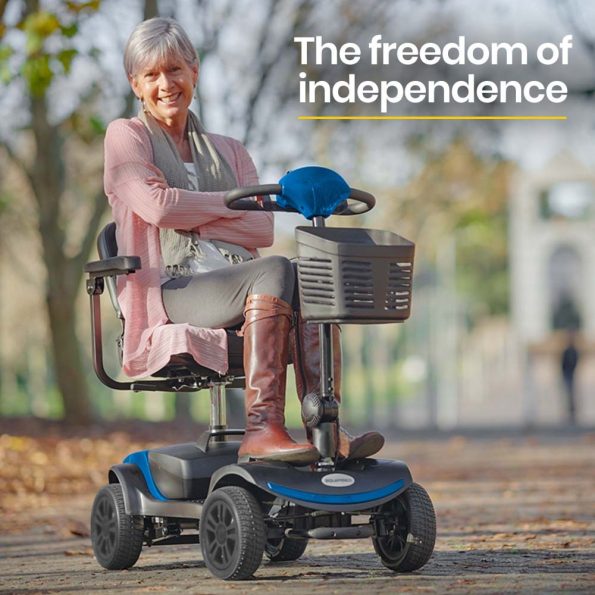 EQUIPMED Electric Mobility Scooter Portable Folding for Elderly Older Adult| SmartRider Black & Blue - Image 2