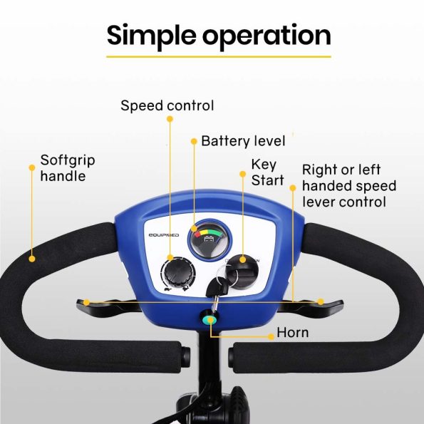 EQUIPMED Electric Mobility Scooter Portable Folding for Elderly Older Adult| SmartRider Black & Blue - Image 3