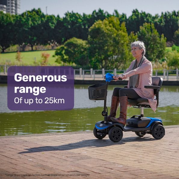 EQUIPMED Electric Mobility Scooter Portable Folding for Elderly Older Adult| SmartRider Black & Blue - Image 8