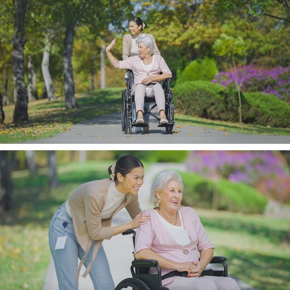 EQUIPMED Portable Folding Wheelchair 24 Inch 136kg Capacity Wheel Chair Retractable Armrests| Black - Image 3