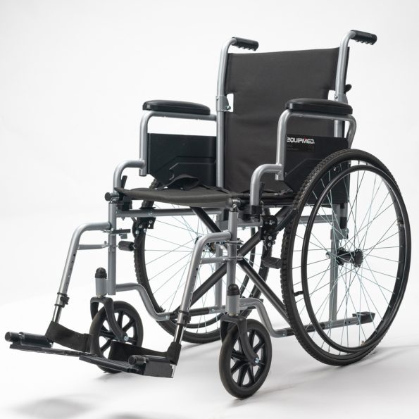 EQUIPMED 24 Inch Folding Wheelchair Lightweight Portable for Elderly and Disabled| Grey - Image 10