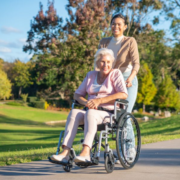 EQUIPMED 24 Inch Folding Wheelchair Lightweight Portable for Elderly and Disabled| Grey - Image 3