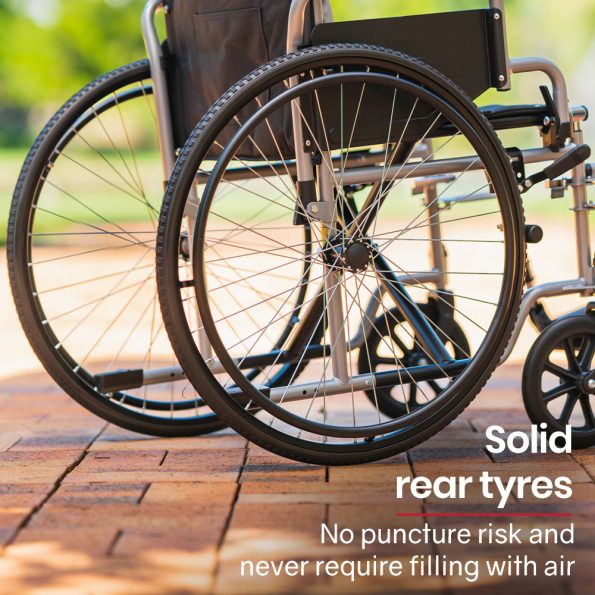 EQUIPMED 24 Inch Folding Wheelchair Lightweight Portable for Elderly and Disabled| Grey - Image 7
