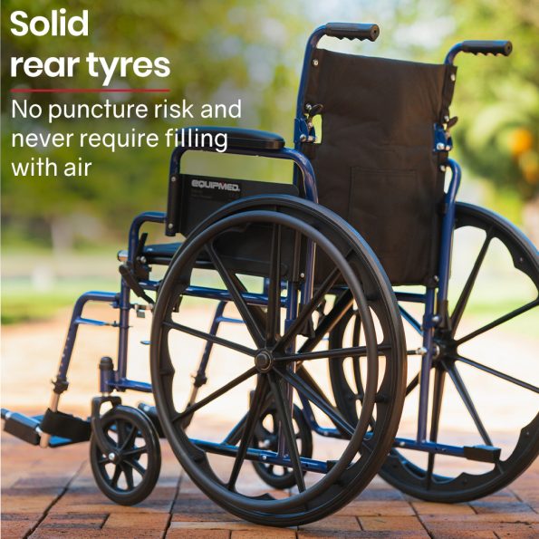 EQUIPMED Portable Wheelchair 24 Inch Folding Lightweight Wheel Chair|136kg Capacity Mobility |Blue - Image 8