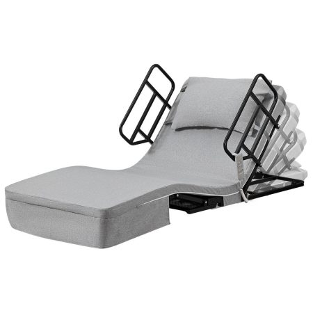 Equipmed Electric Adjustable Bed, Backrest and Leg Adjustment German-Engineered Power Lifting with Remote Control| Grey