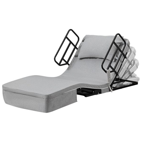 Equipmed Electric Adjustable Bed, Backrest and Leg Adjustment German-Engineered Power Lifting with Remote Control| Grey