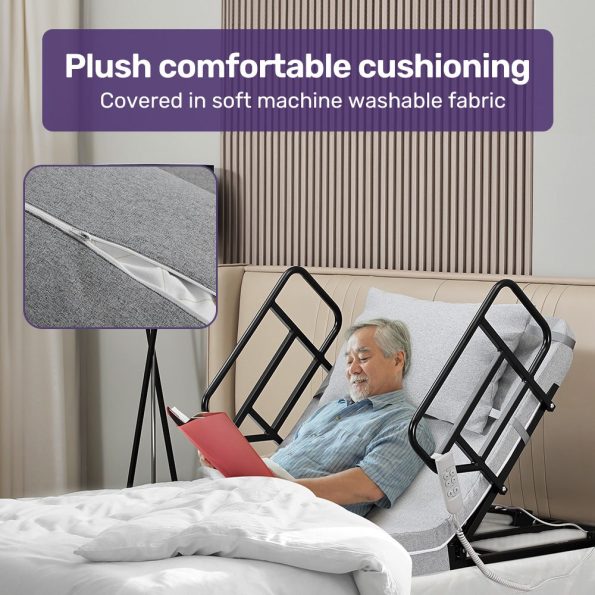 Equipmed Electric Adjustable Bed, Backrest and Leg Adjustment German-Engineered Power Lifting with Remote Control| Grey - Image 5