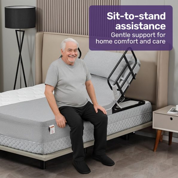 Equipmed Electric Adjustable Bed, Backrest and Leg Adjustment German-Engineered Power Lifting with Remote Control| Grey - Image 10