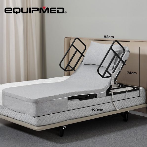 Equipmed Electric Adjustable Bed, Backrest and Leg Adjustment German-Engineered Power Lifting with Remote Control| Grey - Image 11