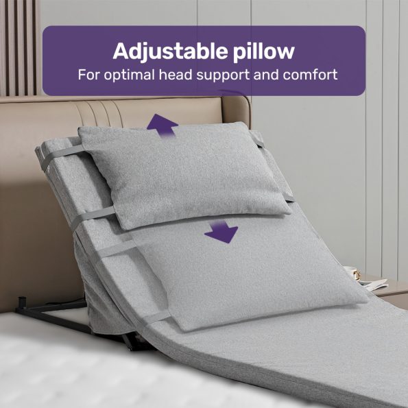 Equipmed Electric Adjustable Bed Backrest| German-Engineered Power Lifting Back Support with Remote Control| Full Length| Grey - Image 10