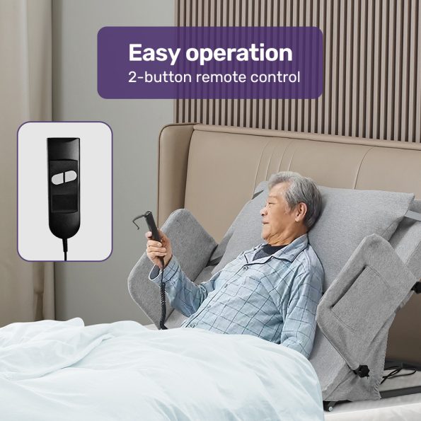Equipmed Electric Adjustable Bed Backrest| German-Engineered Power Lifting Back Support with Remote Control| Grey - Image 7