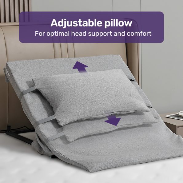 Equipmed Electric Adjustable Bed Backrest| German-Engineered Power Lifting Back Support with Remote Control| Grey - Image 9