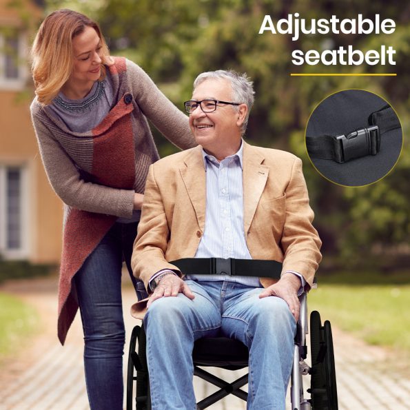 EQUIPMED 20 Inch Folding Wheelchair Lightweight Aluminium Portable with Park Brakes| Black - Image 4