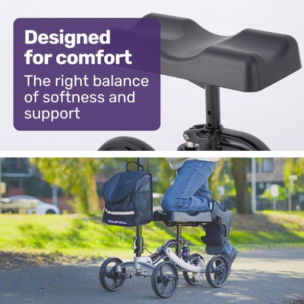 EQUIPMED Knee Scooter Walker| Disc Brake - Suspension Bag - Broken Leg Ankle Foot Mobility - Crutches Alternative - - Image 2