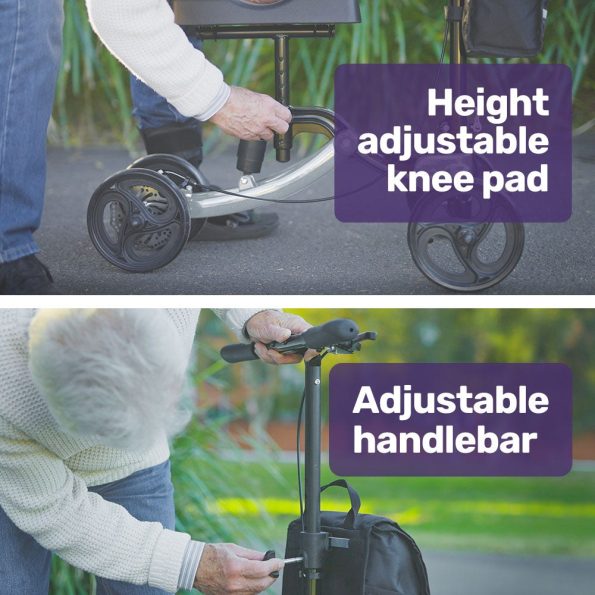 EQUIPMED Knee Scooter Walker| Disc Brake - Suspension Bag - Broken Leg Ankle Foot Mobility - Crutches Alternative - - Image 5
