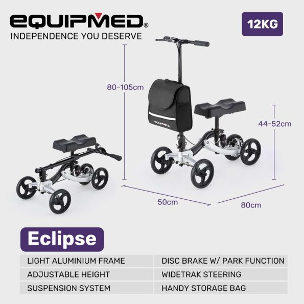 EQUIPMED Knee Scooter Walker| Disc Brake - Suspension Bag - Broken Leg Ankle Foot Mobility - Crutches Alternative - - Image 10