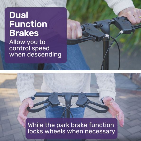 Equipmed Knee Scooter Walker| Dual Brakes - Bag - Broken Leg Ankle Foot Mobility - Crutches Alternative - Red - Image 5