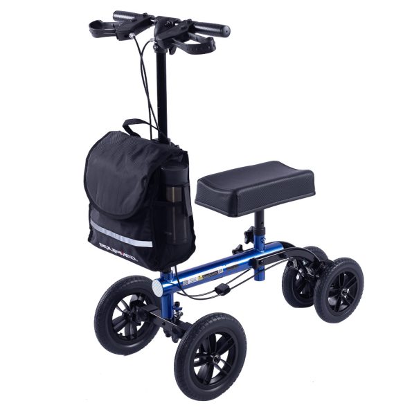 EQUIPMED Knee Scooter Walker| 10 inch Tyres Dual Brakes Bag - Broken Leg Ankle Foot Mobility - Crutches Alternative - Blue - Image 6