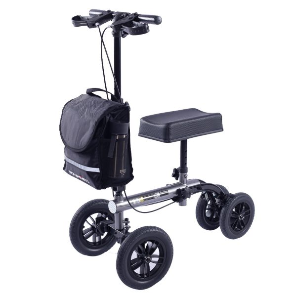 EQUIPMED Knee Scooter Walker| 10 inch Tyres Dual Brakes Bag - Broken Leg Ankle Foot Mobility - Crutches Alternative - Titanium colour - Image 8