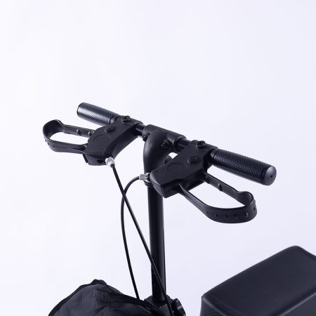 EQUIPMED Knee Scooter Walker| 10 inch Tyres Dual Brakes Bag - Broken Leg Ankle Foot Mobility - Crutches Alternative - Titanium colour