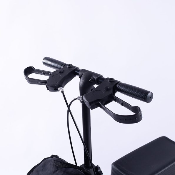 EQUIPMED Knee Scooter Walker| 10 inch Tyres Dual Brakes Bag - Broken Leg Ankle Foot Mobility - Crutches Alternative - Titanium colour