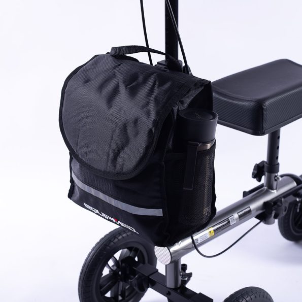 EQUIPMED Knee Scooter Walker| 10 inch Tyres Dual Brakes Bag - Broken Leg Ankle Foot Mobility - Crutches Alternative - Titanium colour - Image 2