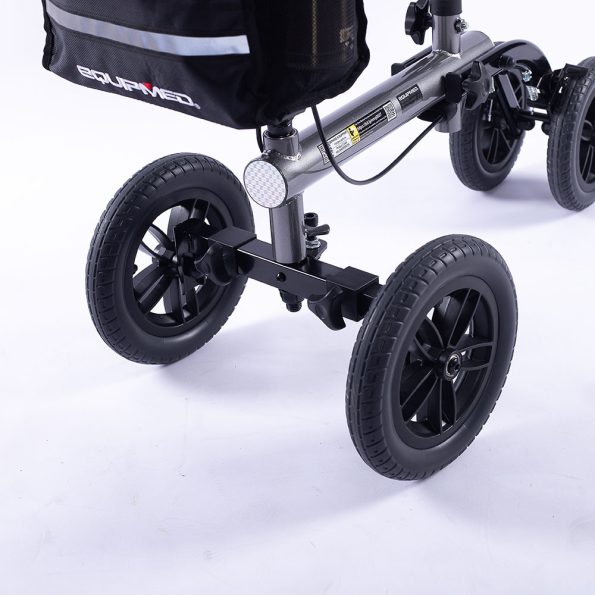 EQUIPMED Knee Scooter Walker| 10 inch Tyres Dual Brakes Bag - Broken Leg Ankle Foot Mobility - Crutches Alternative - Titanium colour - Image 3