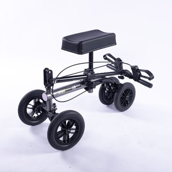 EQUIPMED Knee Scooter Walker| 10 inch Tyres Dual Brakes Bag - Broken Leg Ankle Foot Mobility - Crutches Alternative - Titanium colour - Image 7