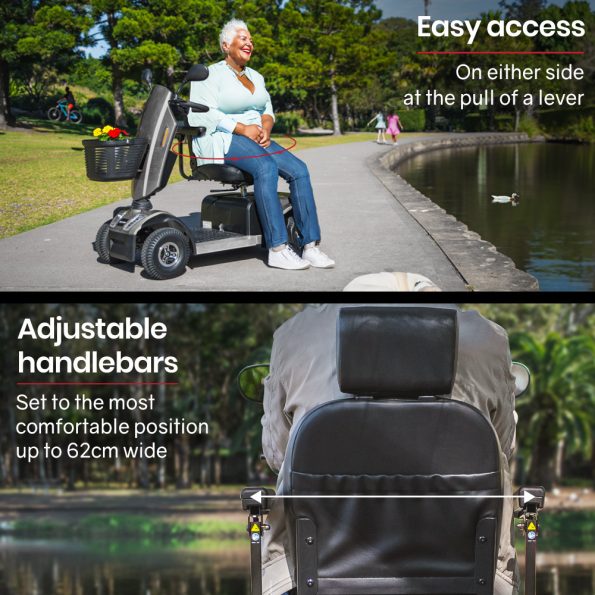 EQUIPMED Mobility Scooter| S-XXL comfortable size for all riders| 30km Max Range| 180kg capacity| Grey - Image 7