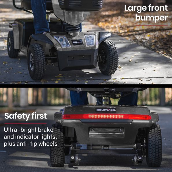 EQUIPMED Mobility Scooter| S-XXL comfortable size for all riders| 30km Max Range| 180kg capacity| Grey - Image 9