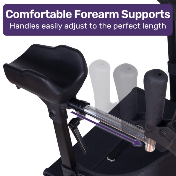 EQUIPMED Upright Rollator Walker with Forearm Support Rests| Mobilty Aid with Seat| Blue - Image 5
